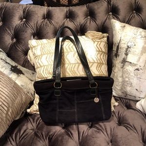 The Sak Black  Suede/Leather Tote Bag